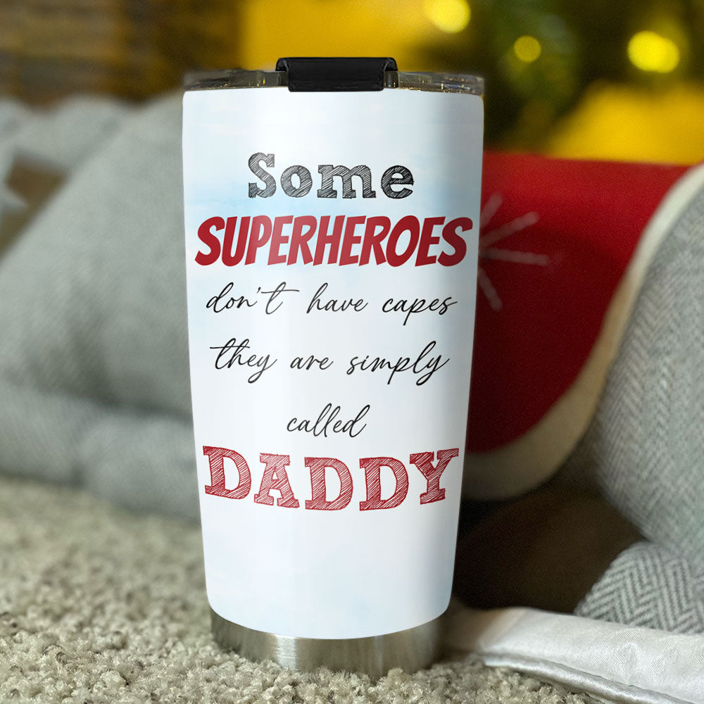 Custom Christmas Birthday Gifts For Dad • My Hero Is Called Dad - Personalized Tumbler
