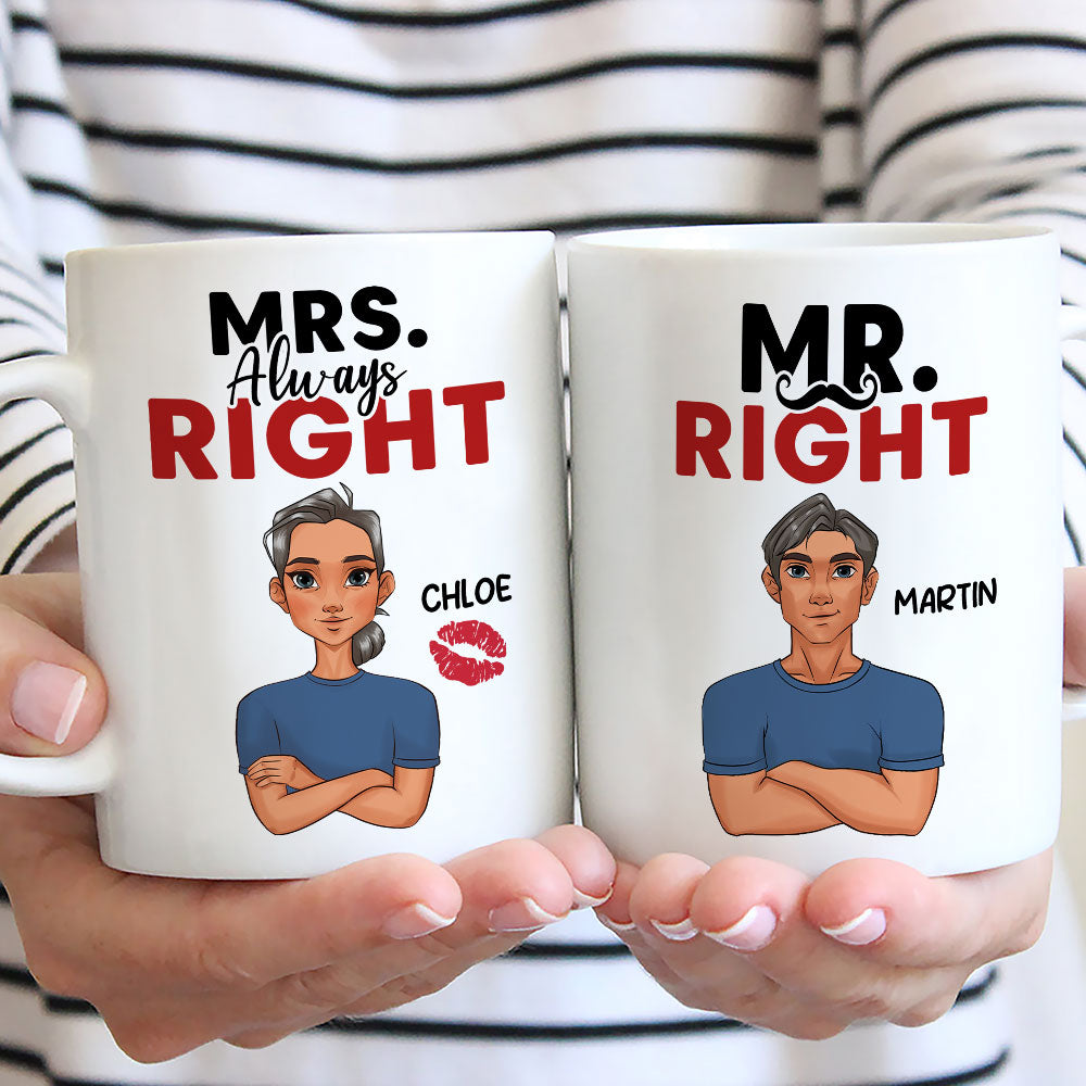 Custom Anniversary Keepsake Gifts For Couple • Mr Mrs Right - Personalized Coffee Mug