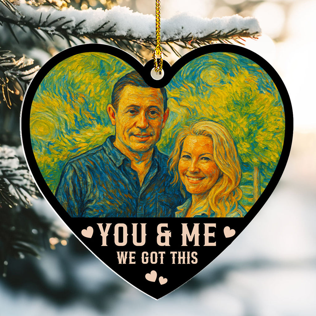 Custom Photo Couple Christmas Ornament, Anniversary Gift • No Refunds Just Love - Personalized Acrylic Ornament