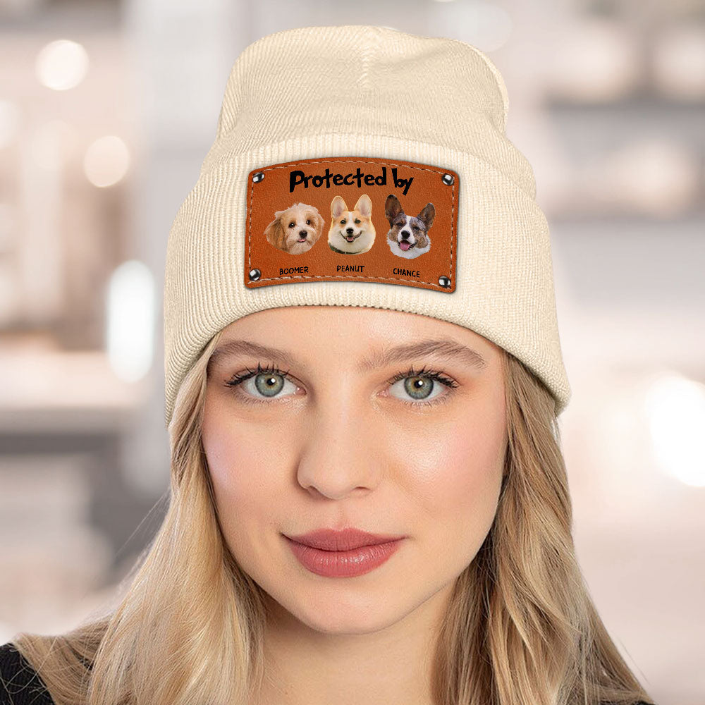 Custom Newborn Baby Beanie, Christmas Birthday Gift • Protected By Pets Photo - Personalized Beanie