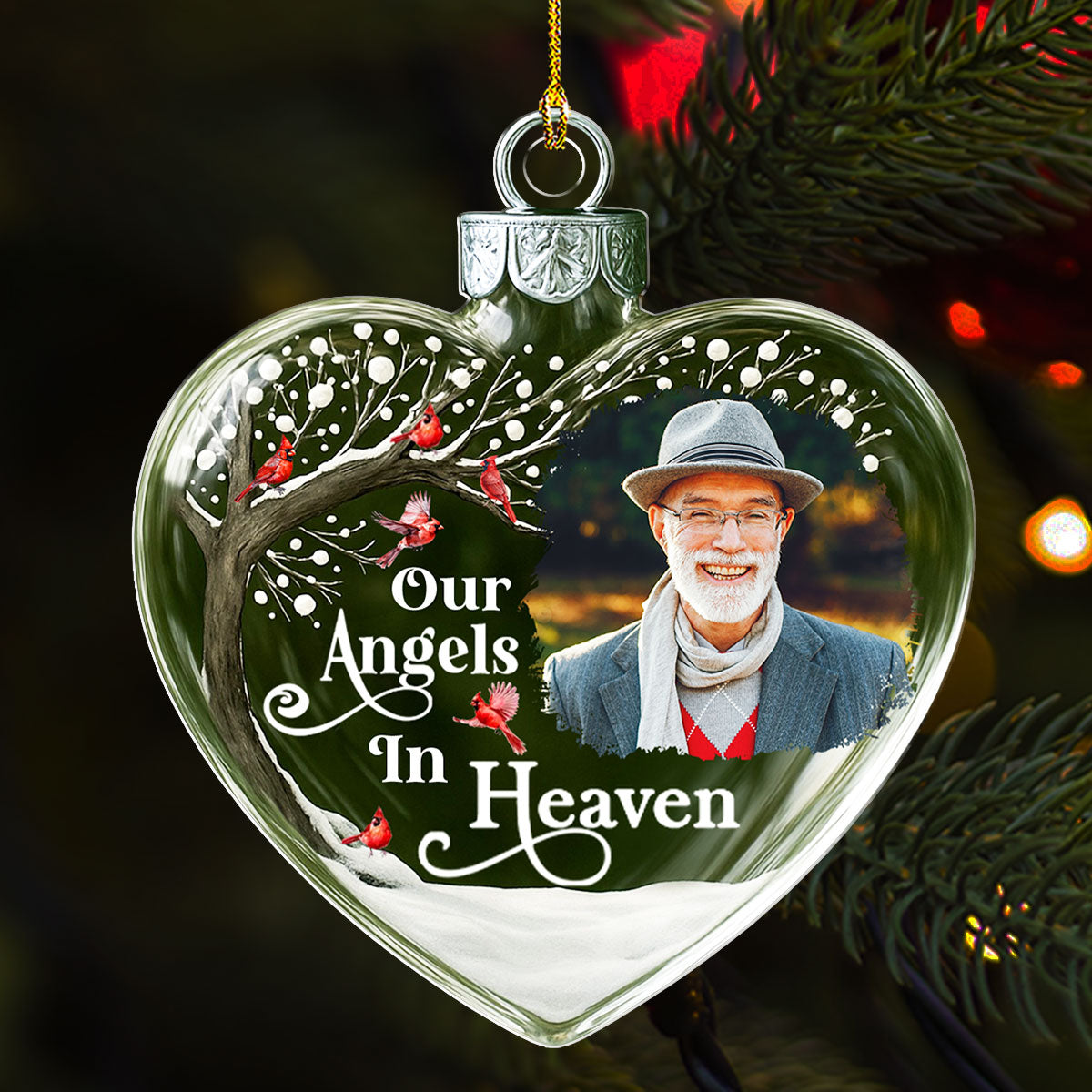 Custom Photo Memorial Christmas Ornament, Sympathy Keepsake • Our Angels In Heaven - Personalized Acrylic Ornament
