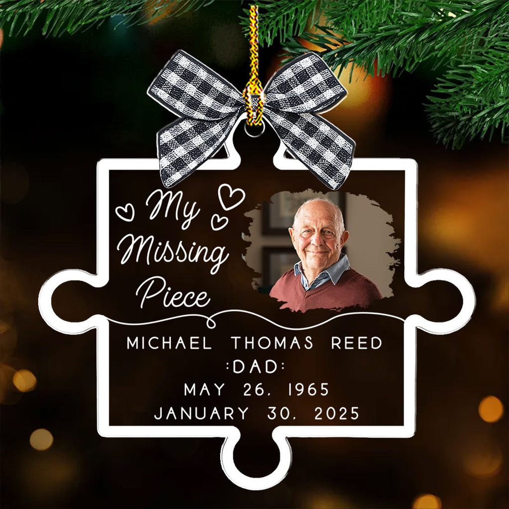 Custom Photo Memorial Christmas Ornament, Sympathy Keepsake • Forever Loved Never Forgotten Always - Personalized Acrylic Ornament