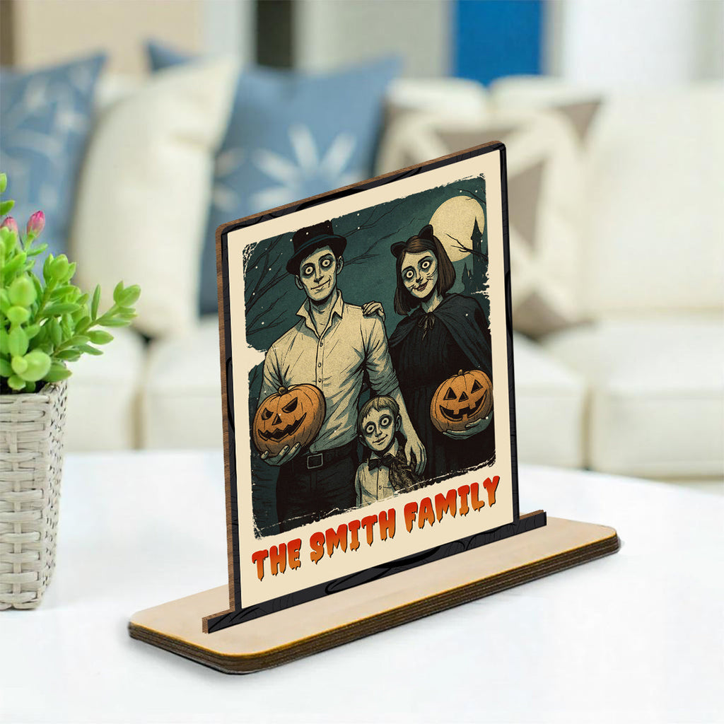 Custom Family Decor, Christmas Birthday Family Keepsake • Family A Little Bit Crazy - Personalized 2-Layer Wood Plaque With Flat Base