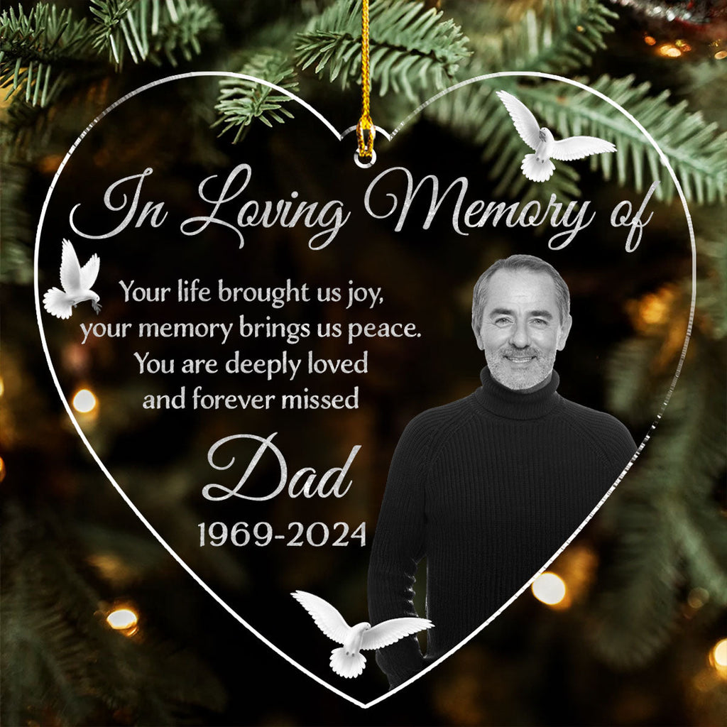 Custom Photo Memorial Christmas Ornament, Sympathy Keepsake • Forever Loved, Always Missed - Personalized Acrylic Ornament