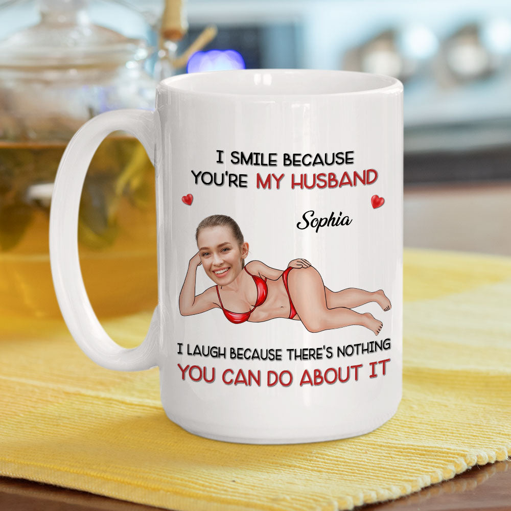 Custom Photo Anniversary Keepsake Gifts For Couple • Because You Are My Husband - Personalized Coffee Mug