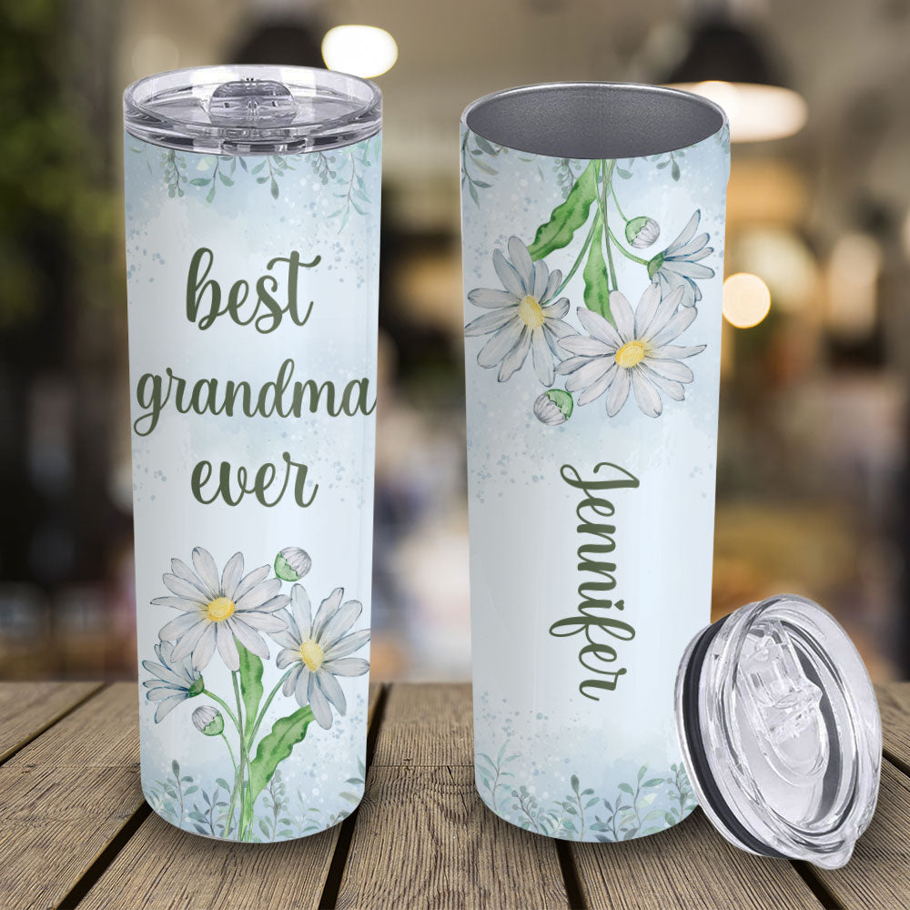 Custom Christmas Birthday Gifts For Mom • Birthflower Mom Grandma - Personalized Skinny Tumbler
