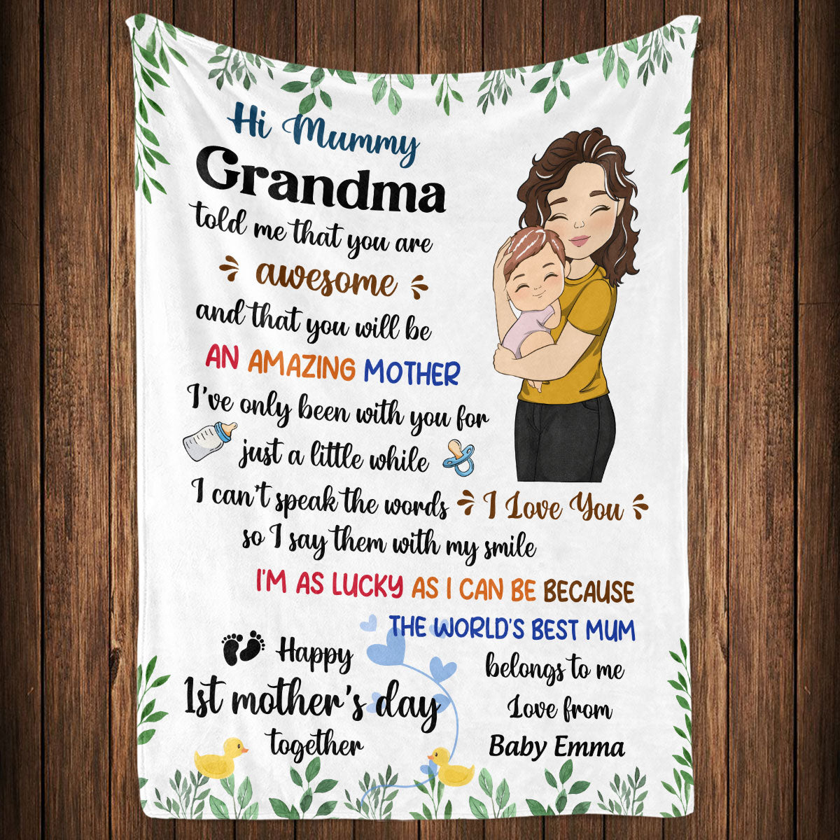 Happy First Mothers Day Together - Personalized Fleece Blanket