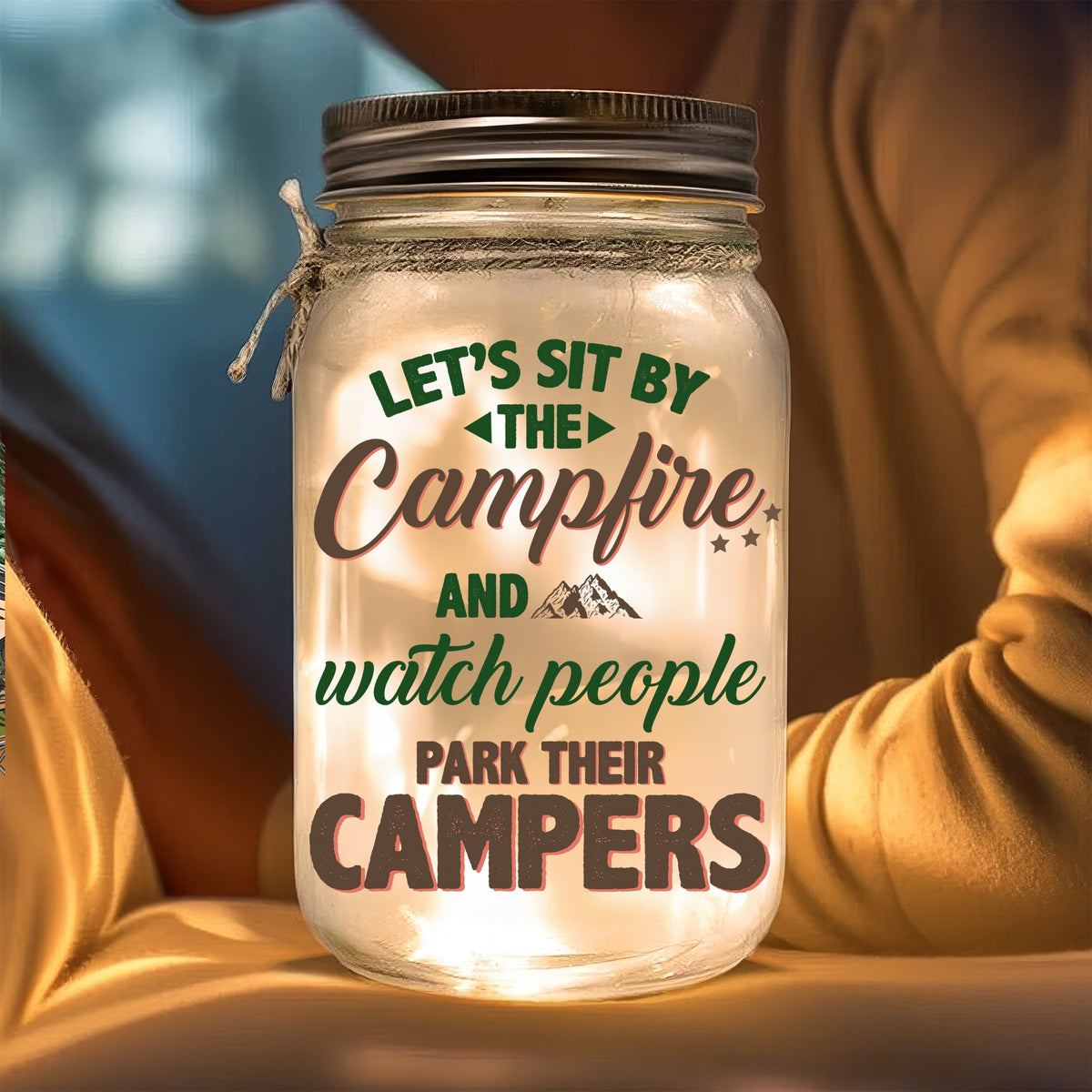 Sit By The Campfire - Personalized Mason Jar Light