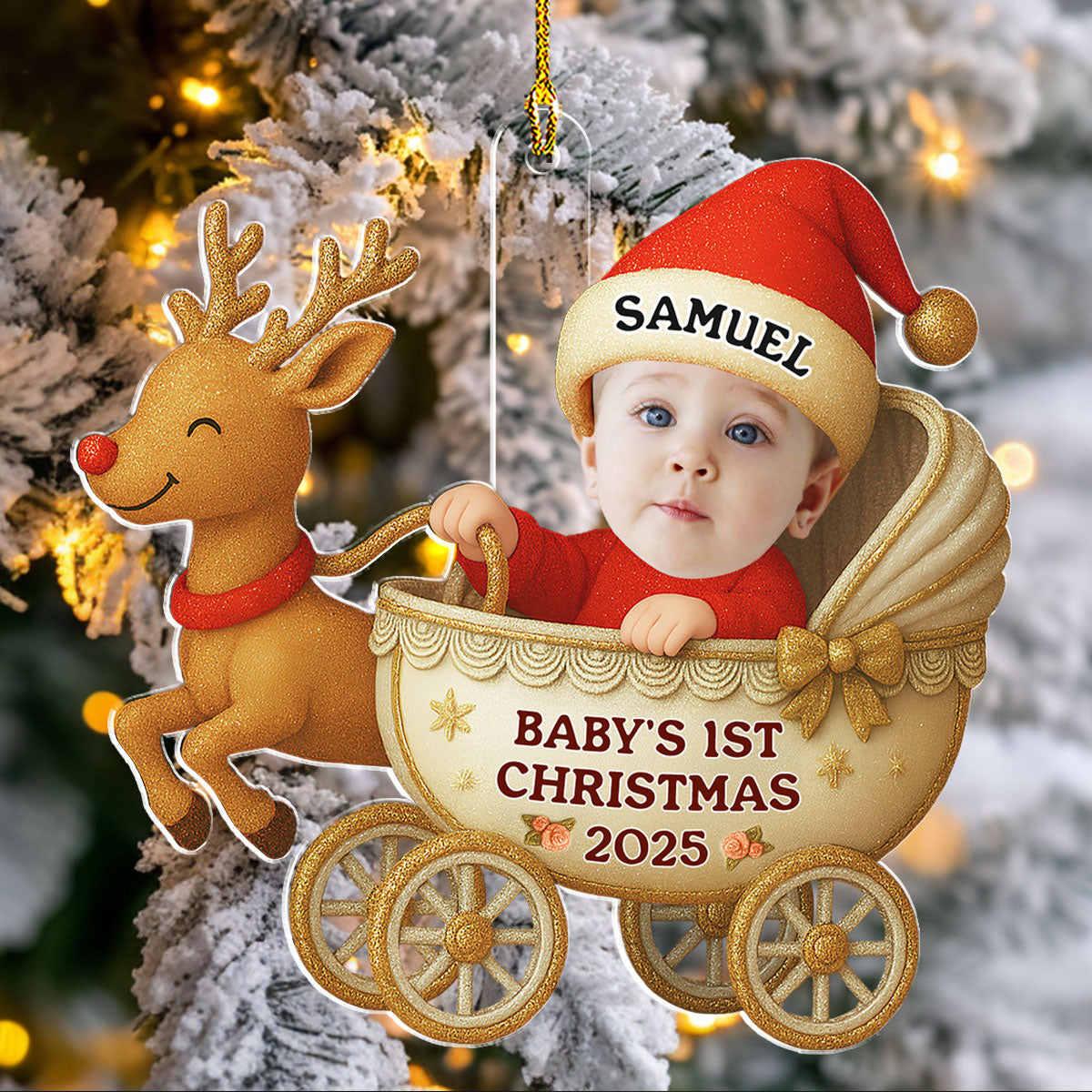 Custom Photo Family First Christmas Ornament • Tiny Blessing First Christmas Photo - Personalized Acrylic Ornament