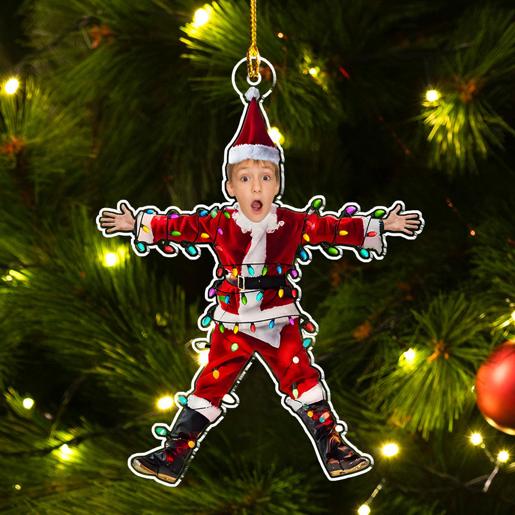Custom Photo Family Ornament, Christmas Gift for Family Members • Funny Christmas Shocked Face - Personalized Acrylic Ornament