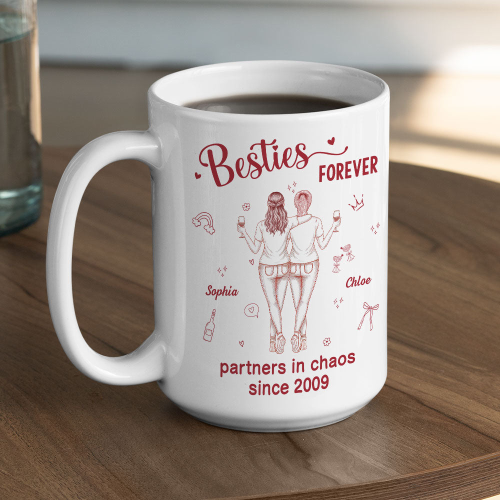 Custom Best Friend, Christmas & Birthday Friendship Keepsake Gift • Partners In Chaos - Personalized Coffee Mug