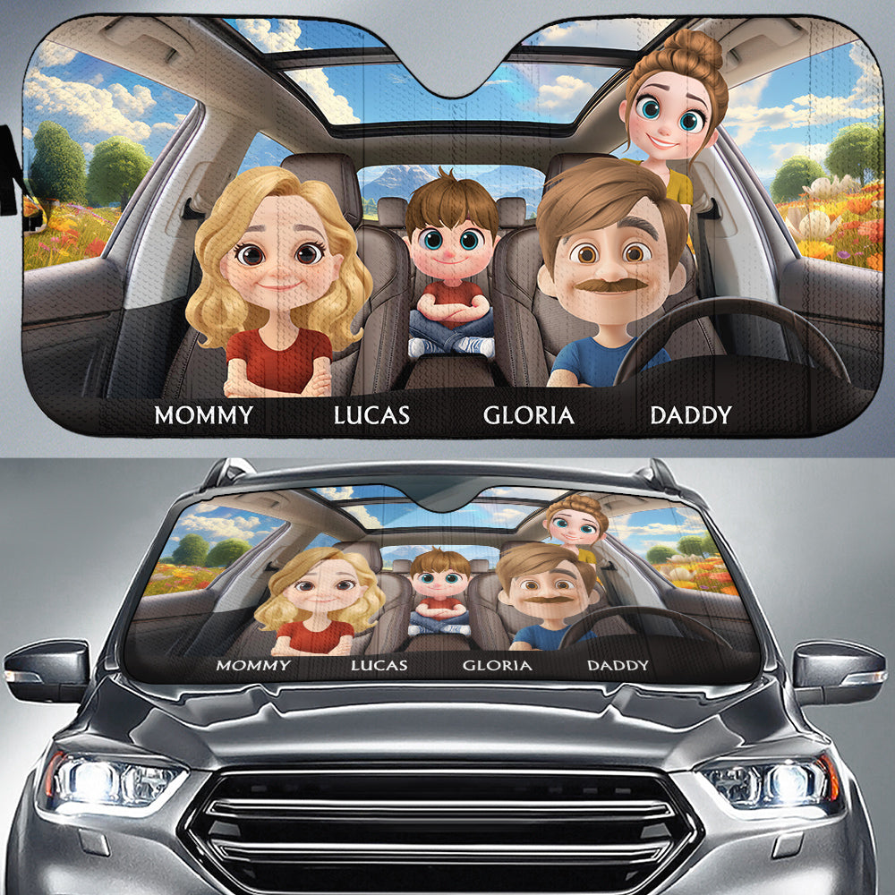 Happy Family - Personalized Car Sunshade