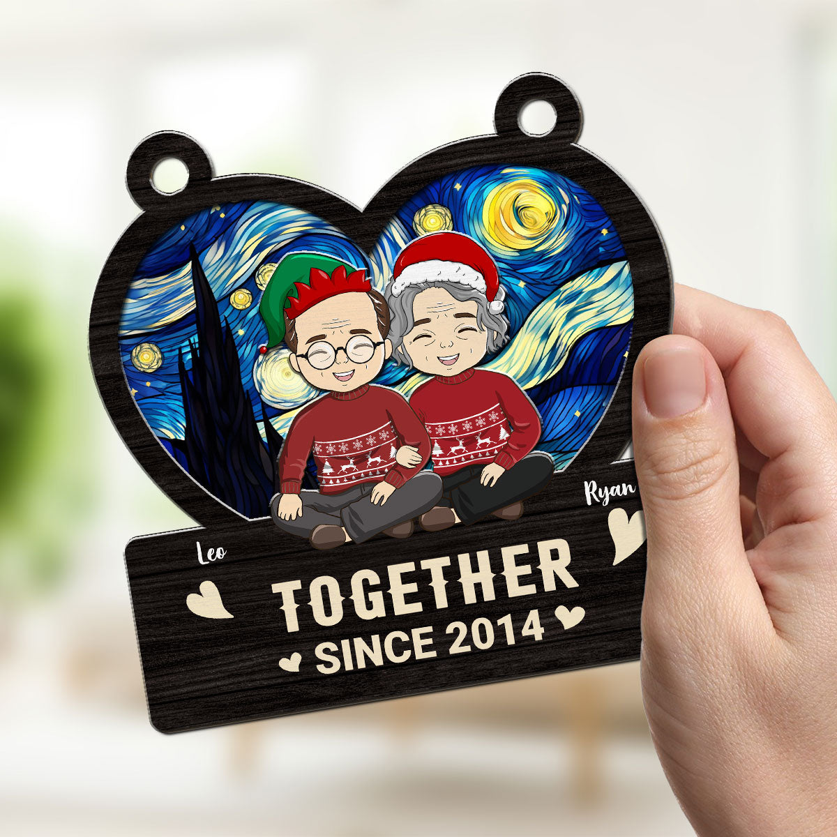 Custom Christmas Couple Hanging Decor, Anniversary Wedding Gifts • Together Since Christmas - Personalized Suncatcher