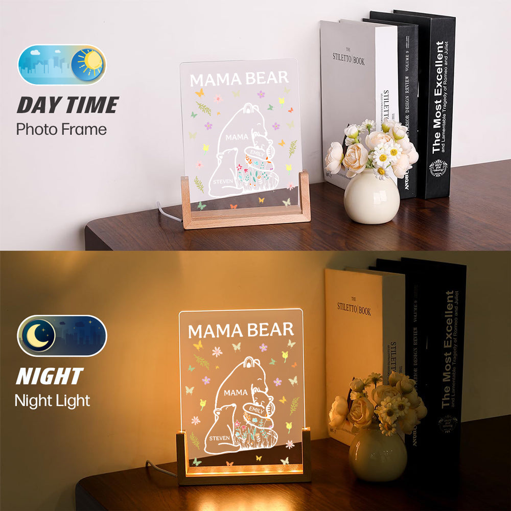 Custom Gift for Mom Grandma, Mother's Day Birthday • Mama Bear - Personalized Night Light