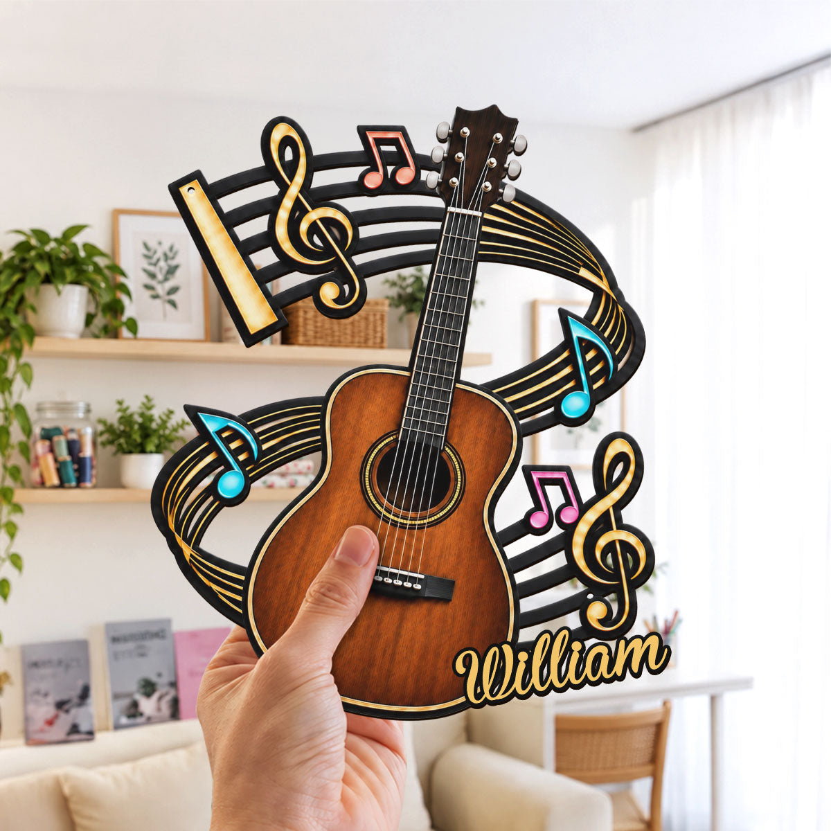 Custom Home & Wall Decor, Birthday & Christmas Gift • The Guitar Corner - Personalized Freeform Shape Metal Sign