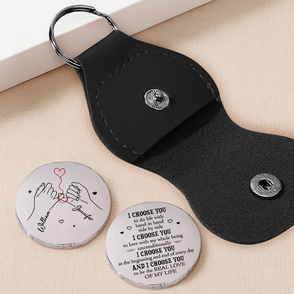 Custom Coin Keychain for Wife, Couple Anniversary Valentine's Day Gifts • Real Love - Personalized Pocket Hug
