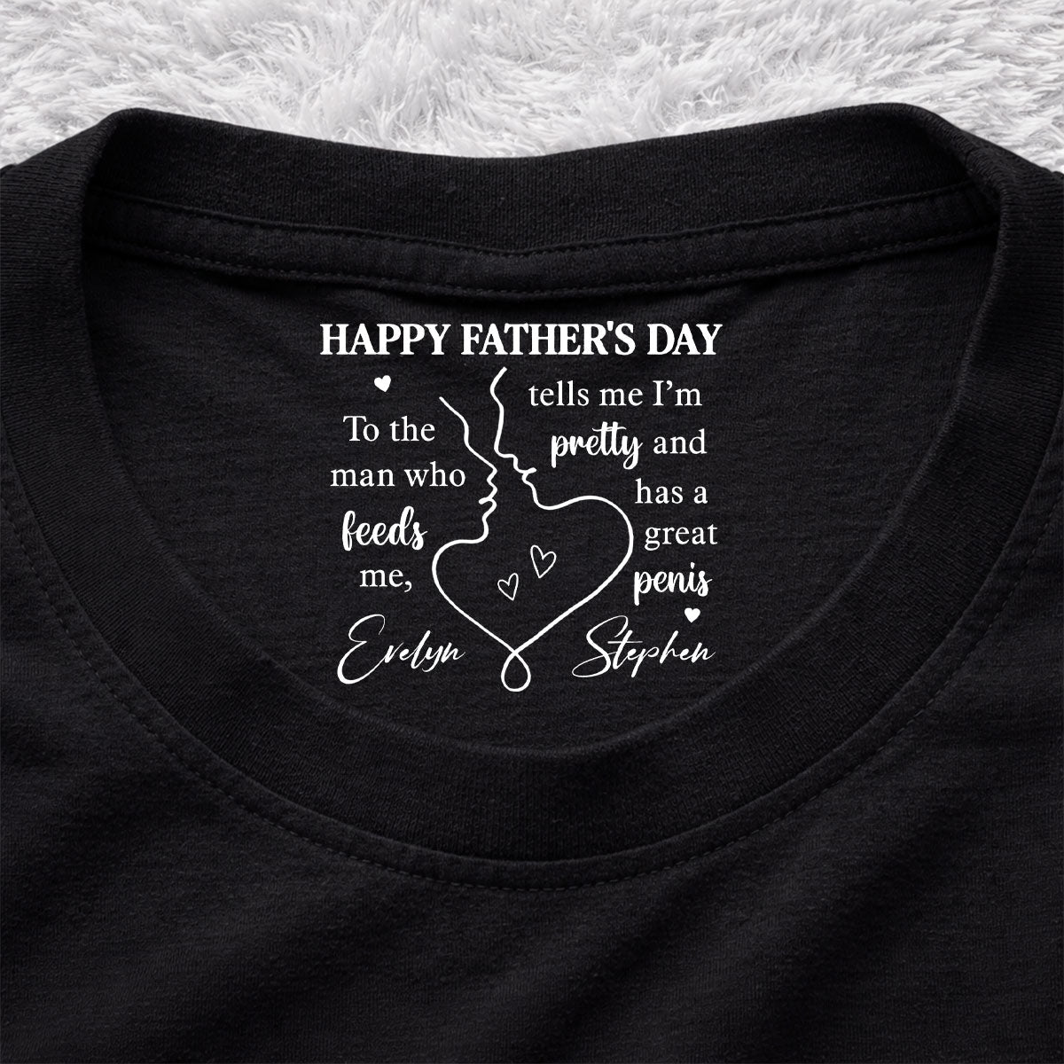 Custom Christmas Anniversary Keepsake Gifts For Husband • To The Man Telling Me I'm Pretty - Personalized Inside Neck Print T-Shirt