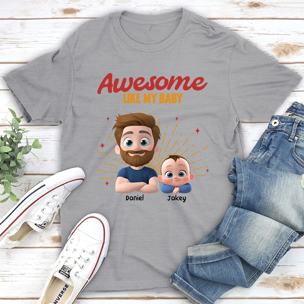Custom First Father's Day, Christmas Gift for New Dad • Awesome Baby Dad - Personalized T-Shirt And Onesie