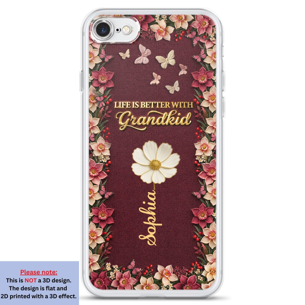 Frosted Crystal Grandkid - Personalized 3D Effect Phone Case