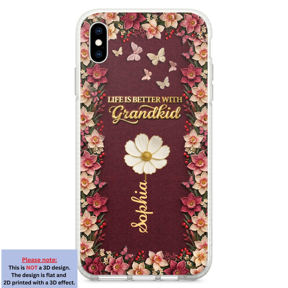 Frosted Crystal Grandkid - Personalized 3D Effect Phone Case