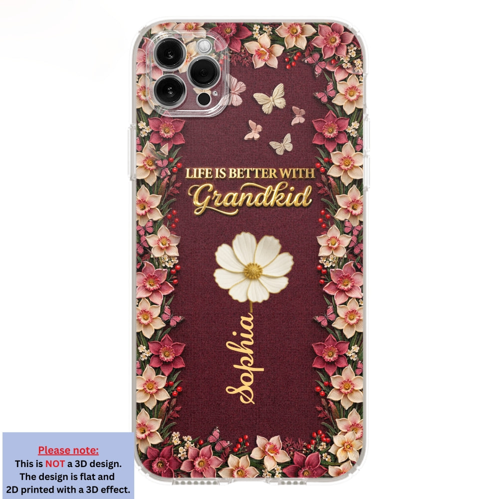 Frosted Crystal Grandkid - Personalized 3D Effect Phone Case
