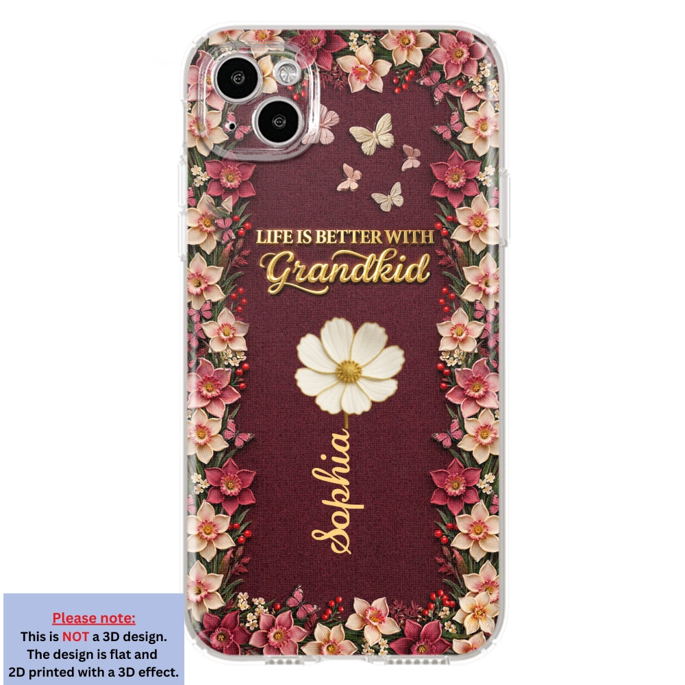 Frosted Crystal Grandkid - Personalized 3D Effect Phone Case