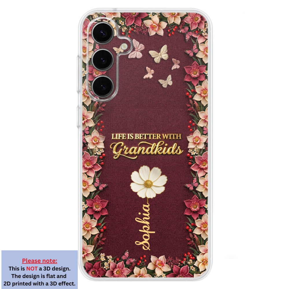 Frosted Crystal Grandkid - Personalized 3D Effect Phone Case
