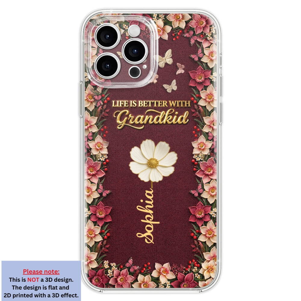 Frosted Crystal Grandkid - Personalized 3D Effect Phone Case