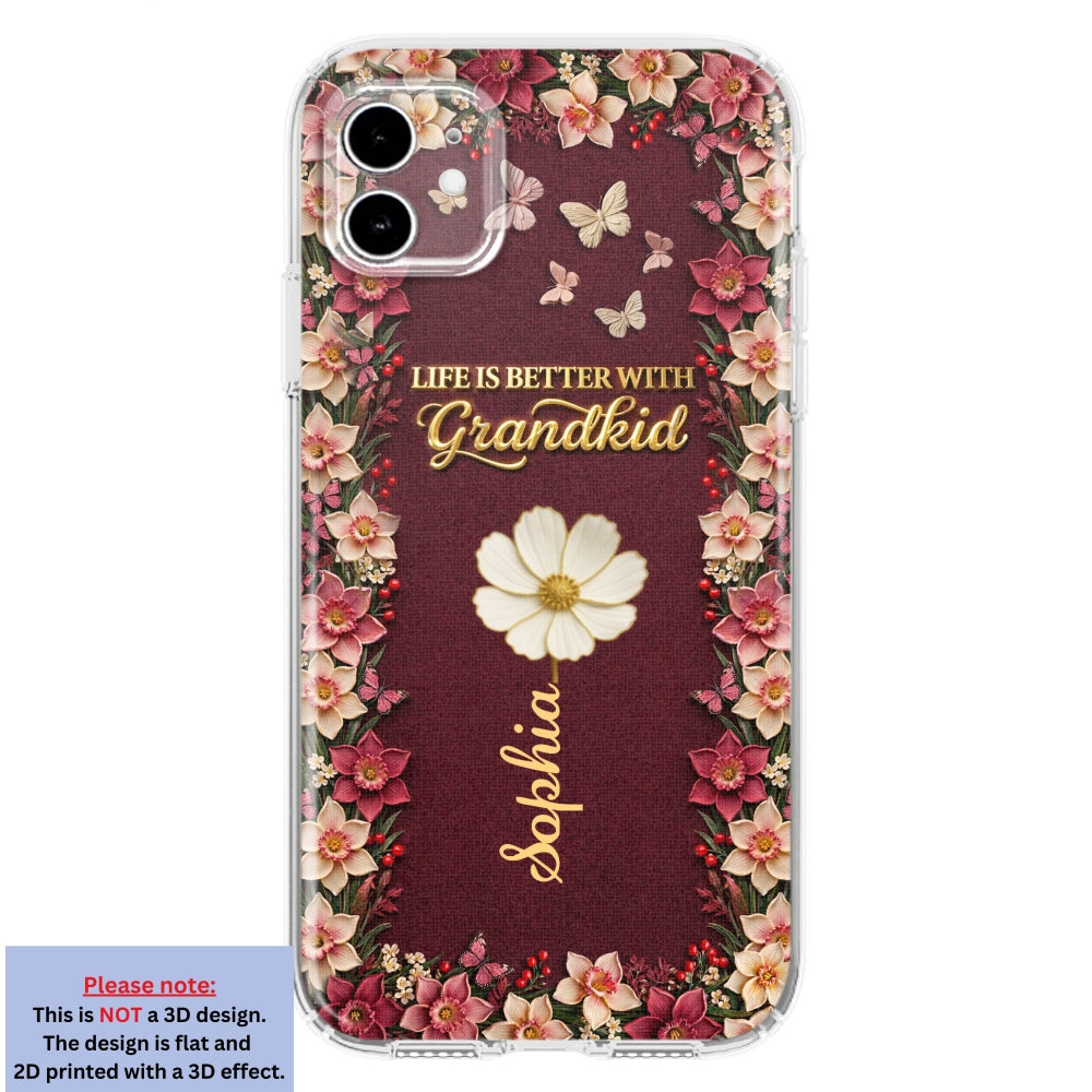 Frosted Crystal Grandkid - Personalized 3D Effect Phone Case