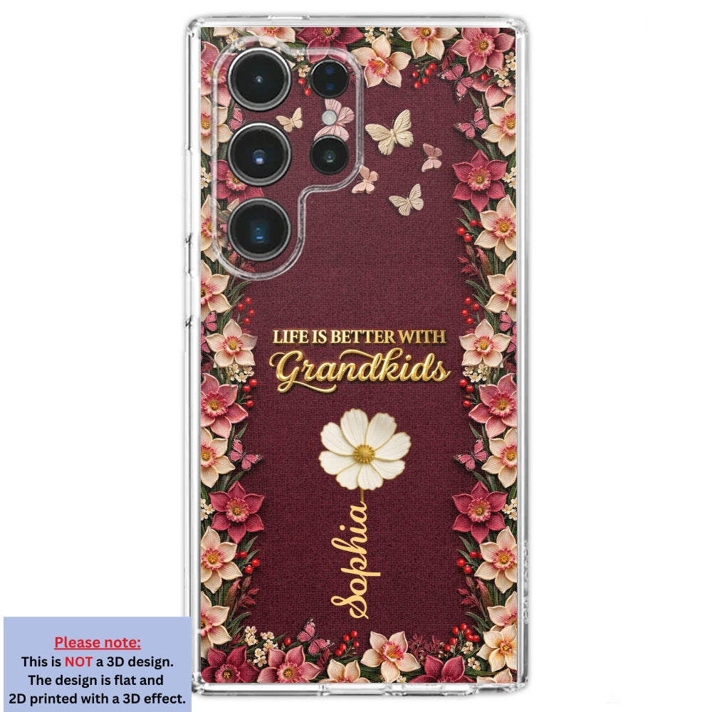 Frosted Crystal Grandkid - Personalized 3D Effect Phone Case