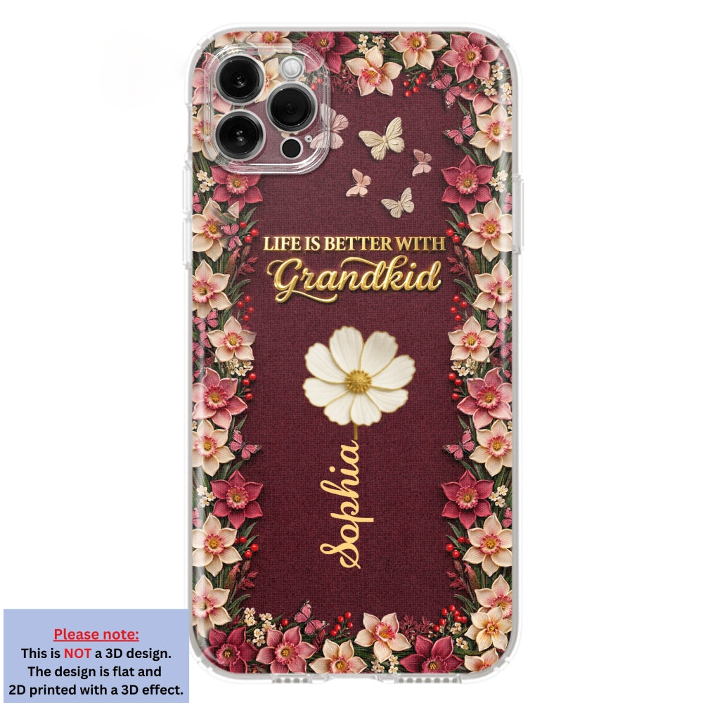 Frosted Crystal Grandkid - Personalized 3D Effect Phone Case