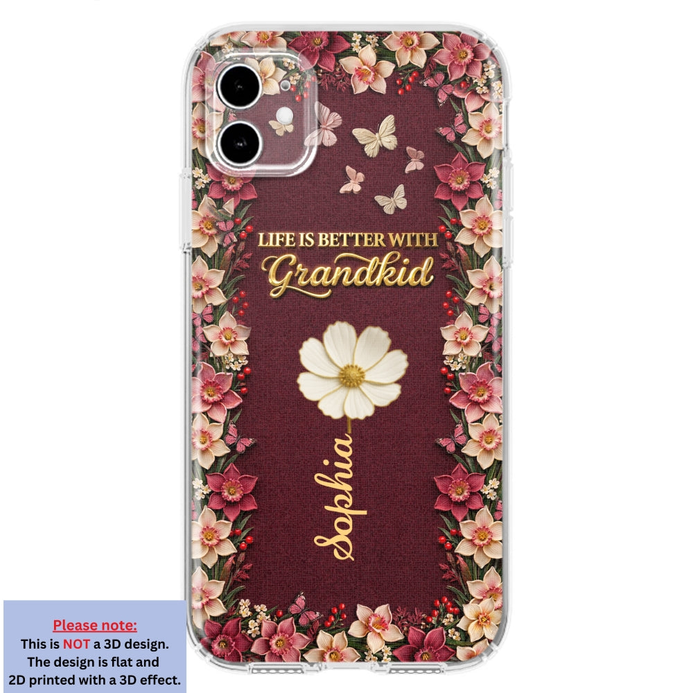 Frosted Crystal Grandkid - Personalized 3D Effect Phone Case
