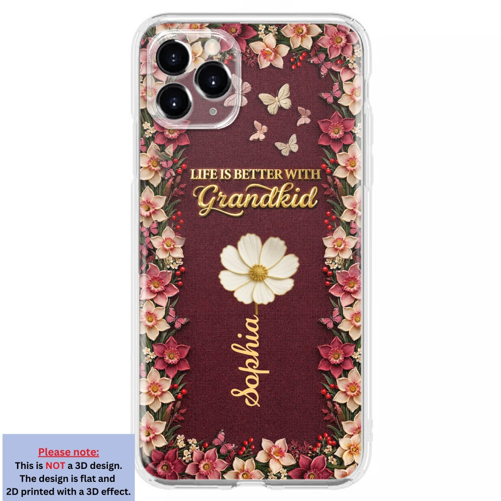 Frosted Crystal Grandkid - Personalized 3D Effect Phone Case