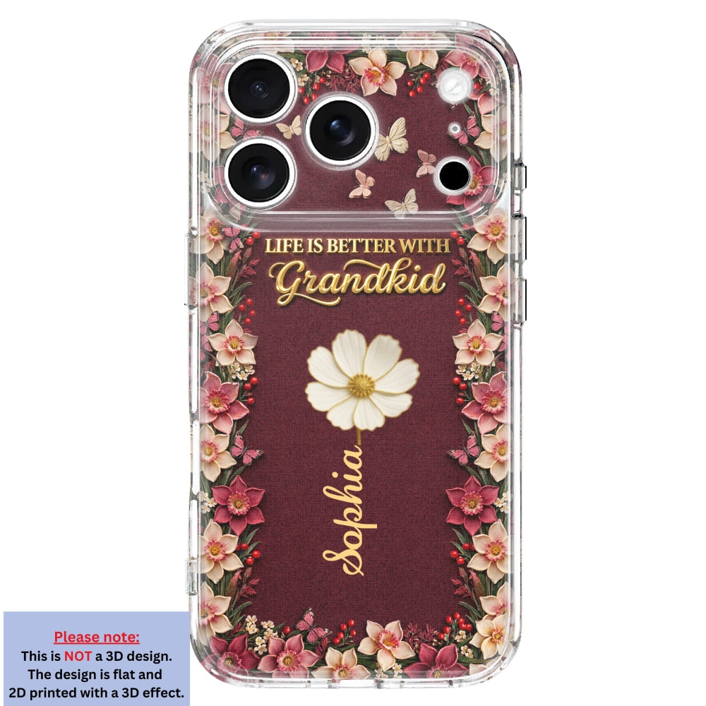Frosted Crystal Grandkid - Personalized 3D Effect Phone Case