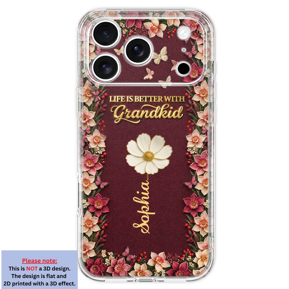 Frosted Crystal Grandkid - Personalized 3D Effect Phone Case