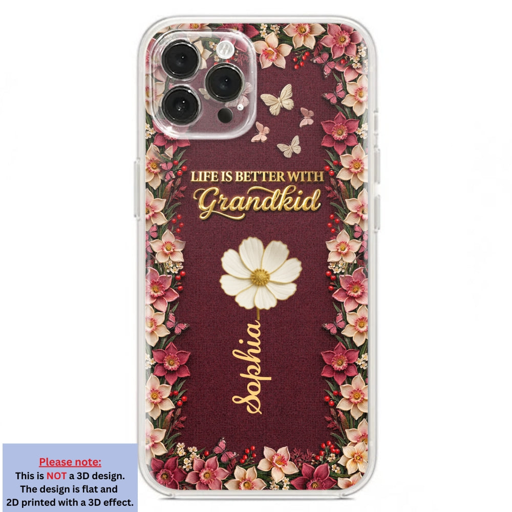 Frosted Crystal Grandkid - Personalized 3D Effect Phone Case