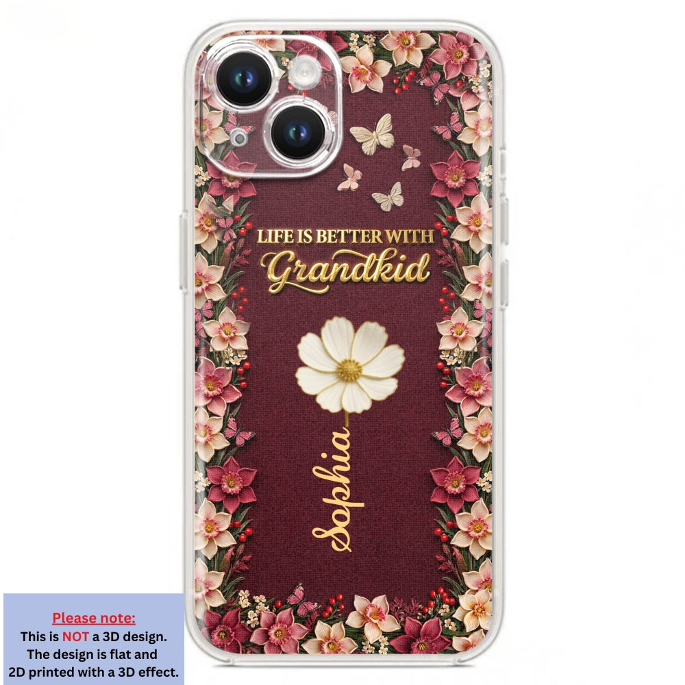 Frosted Crystal Grandkid - Personalized 3D Effect Phone Case