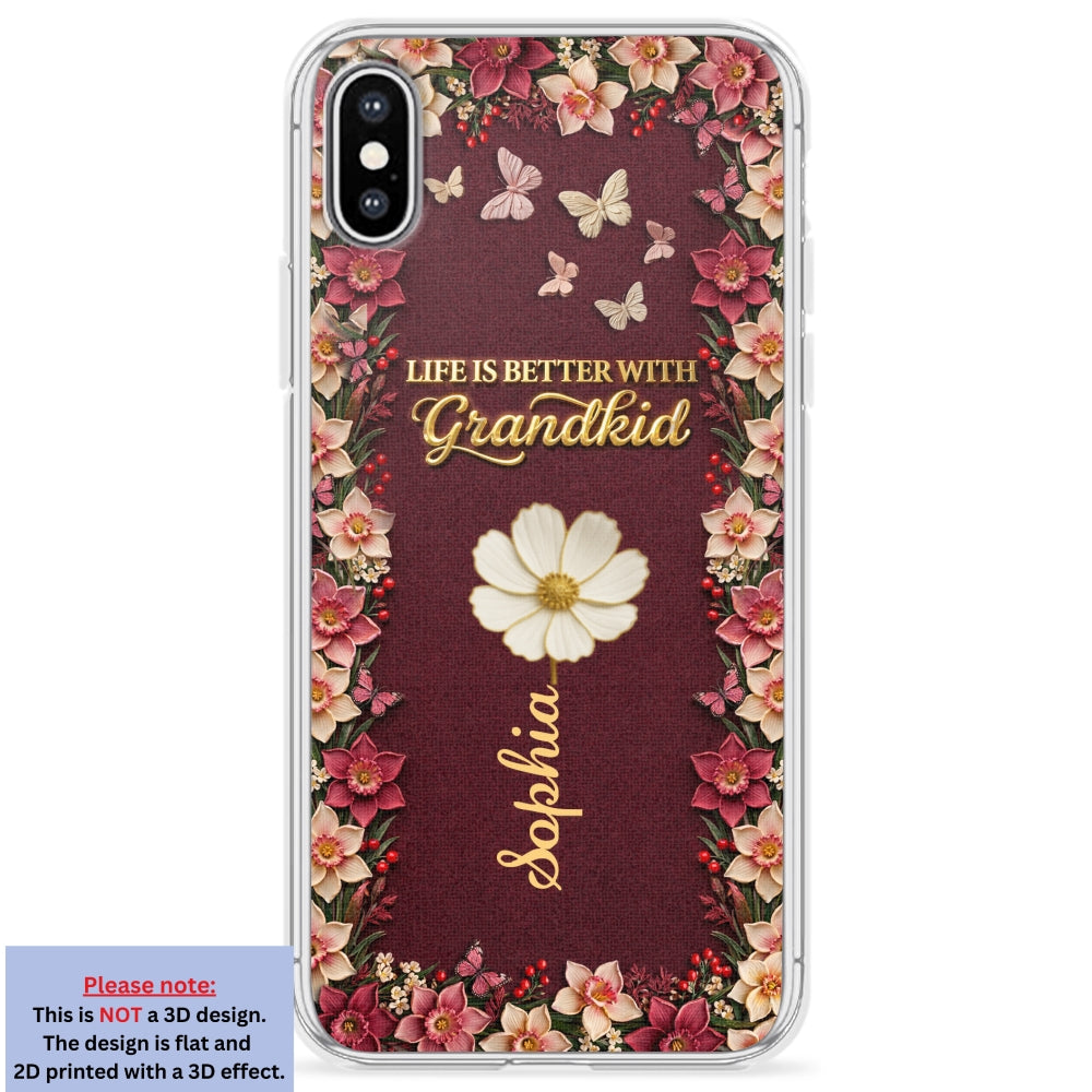 Frosted Crystal Grandkid - Personalized 3D Effect Phone Case