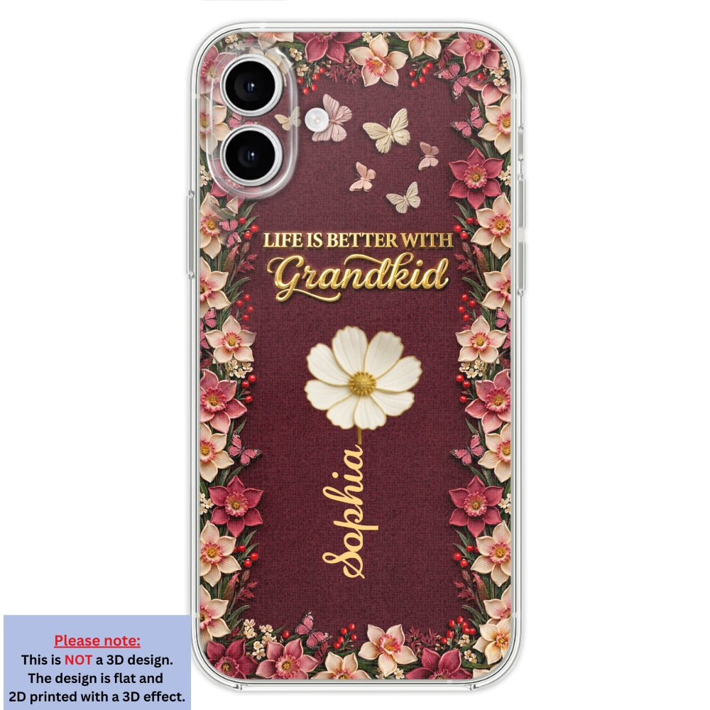 Frosted Crystal Grandkid - Personalized 3D Effect Phone Case