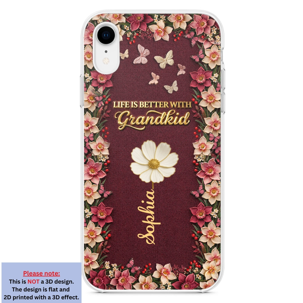 Frosted Crystal Grandkid - Personalized 3D Effect Phone Case