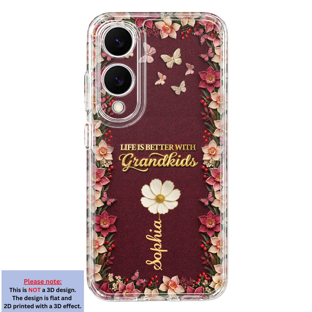 Frosted Crystal Grandkid - Personalized 3D Effect Phone Case