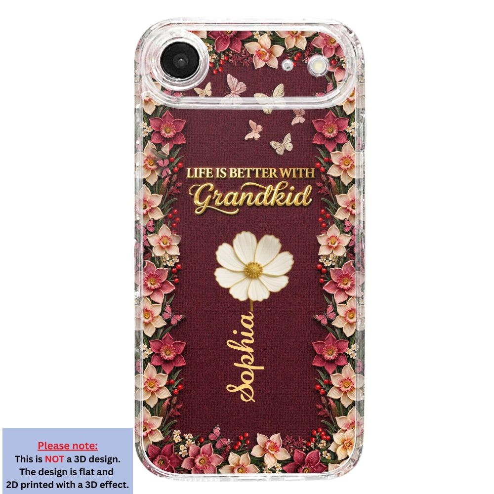 Frosted Crystal Grandkid - Personalized 3D Effect Phone Case