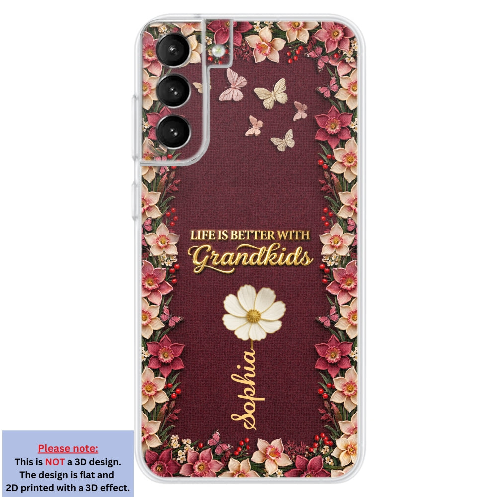Frosted Crystal Grandkid - Personalized 3D Effect Phone Case
