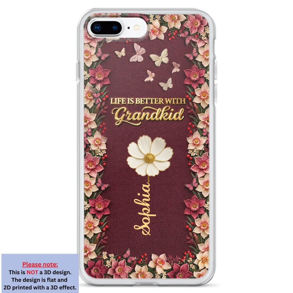 Frosted Crystal Grandkid - Personalized 3D Effect Phone Case