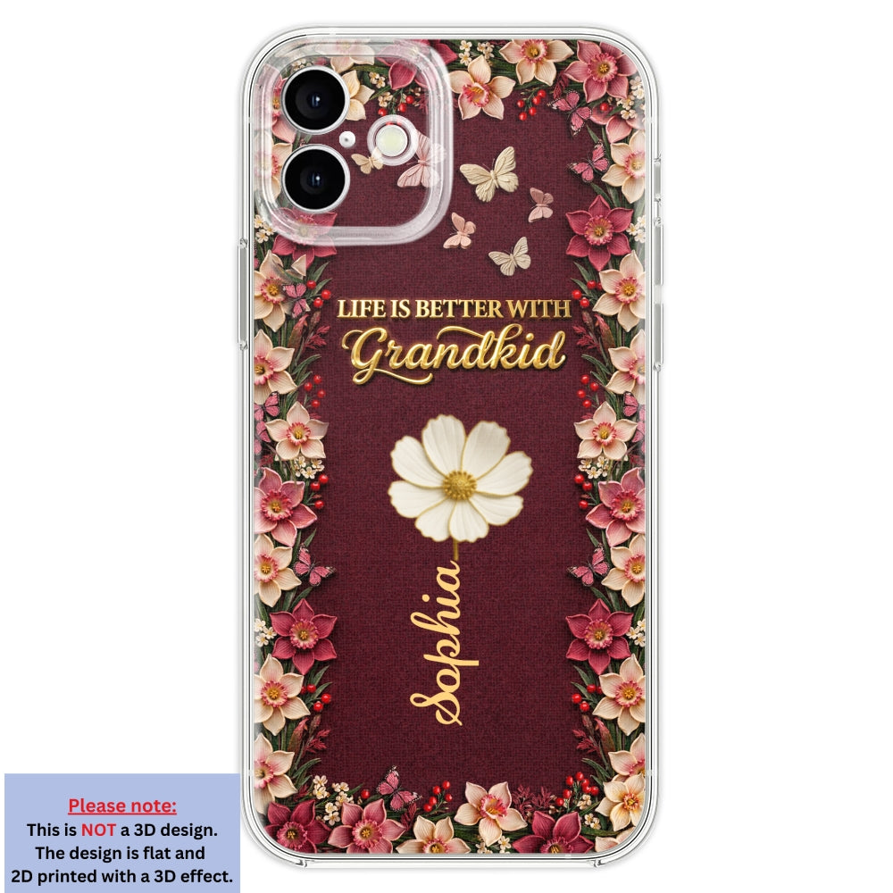 Frosted Crystal Grandkid - Personalized 3D Effect Phone Case
