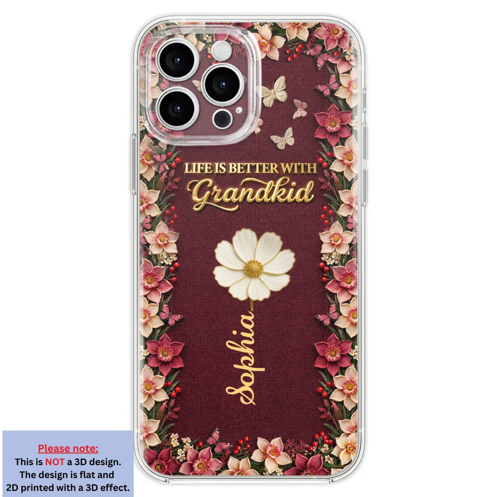 Frosted Crystal Grandkid - Personalized 3D Effect Phone Case