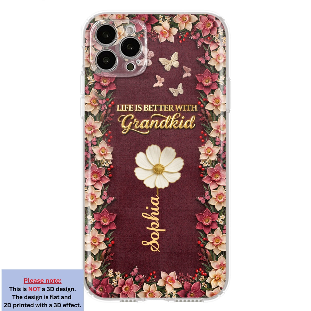 Frosted Crystal Grandkid - Personalized 3D Effect Phone Case