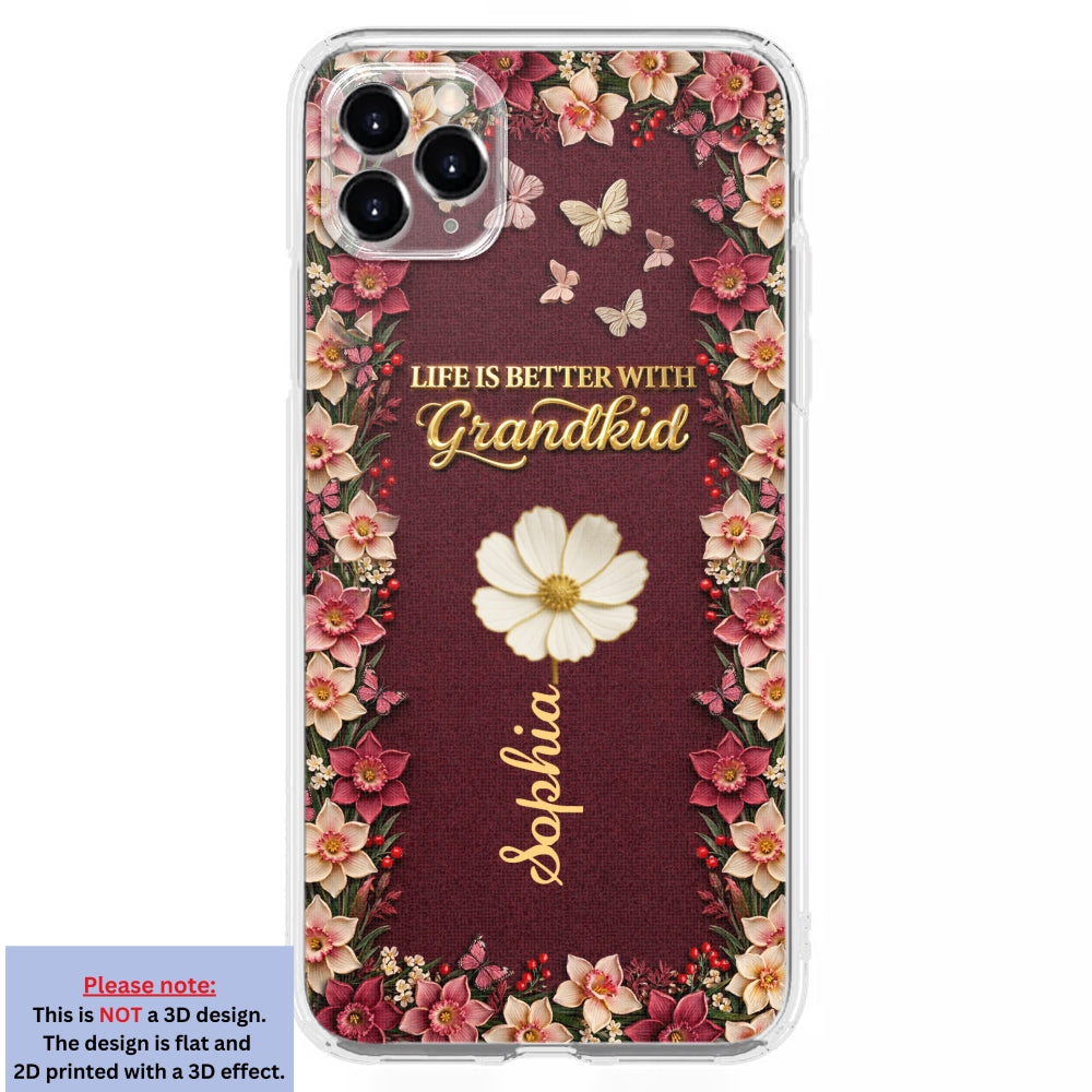 Frosted Crystal Grandkid - Personalized 3D Effect Phone Case
