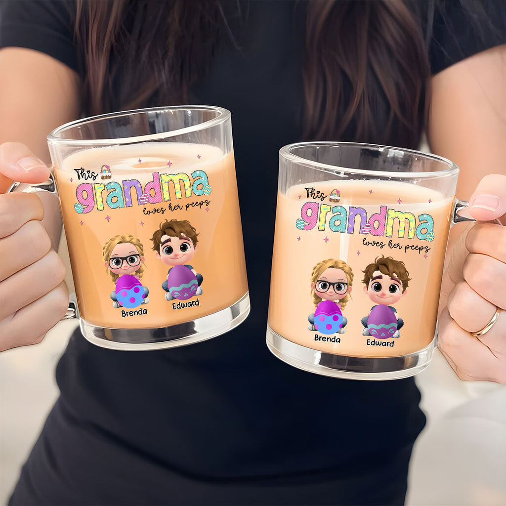 Custom Christmas & Birthday Gift for Mom • This Grandma Loves Her Peeps - Personalized Glass Mug