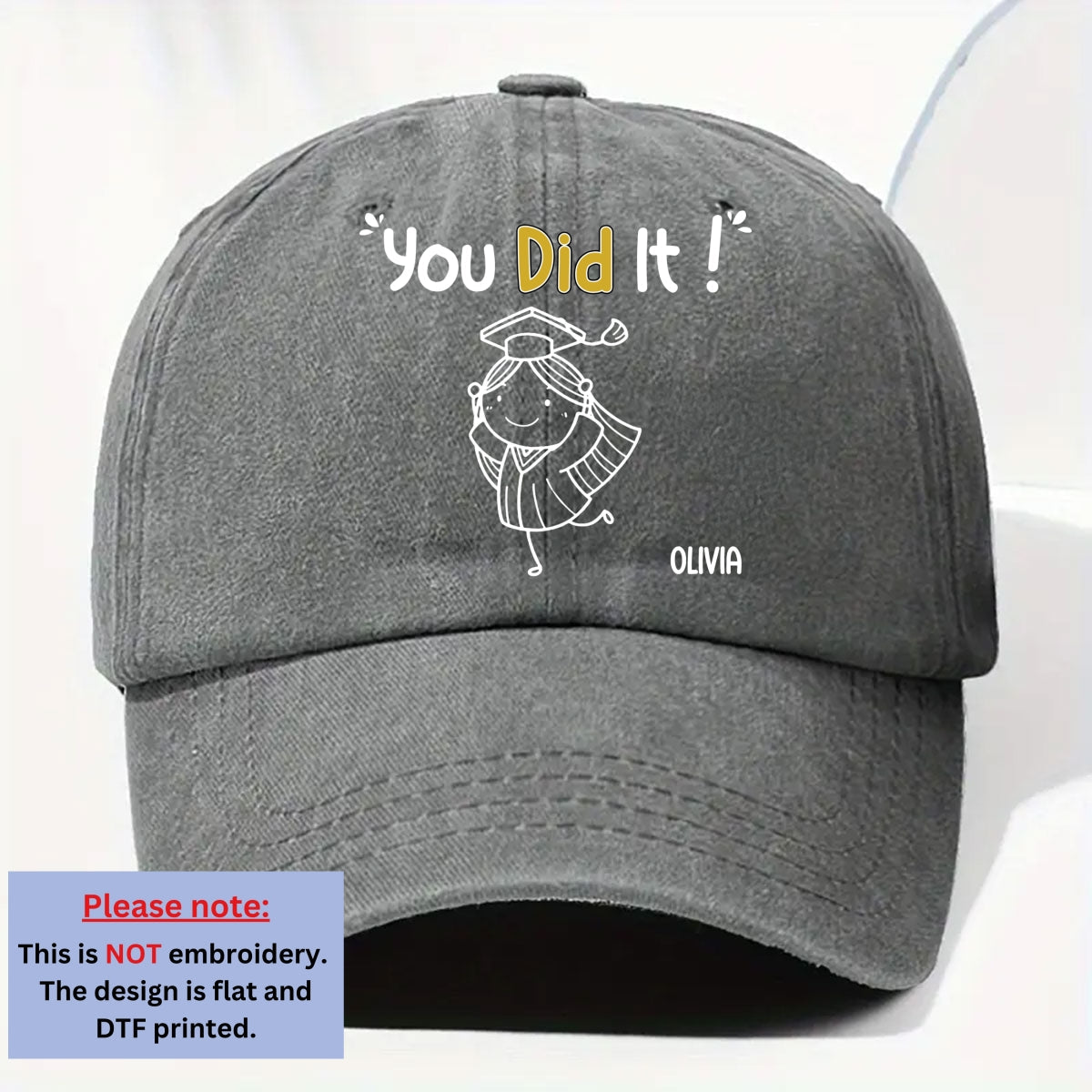 You Did It - Personalized Vintage Washed Denim Cap